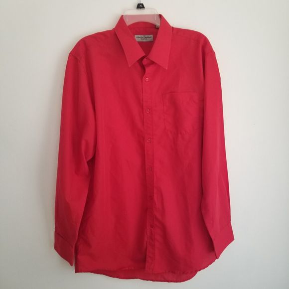 Alberto Cardinali Shirt Mens Extra Large 17-17.5 36/37 Red Long Sleeve Button Up - Picture 1 of 7